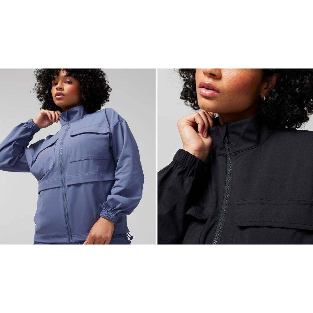 Soma Tech Knit Full Zip Utility Jacket Blue Plus Size XXL 2XL Performance Pocket